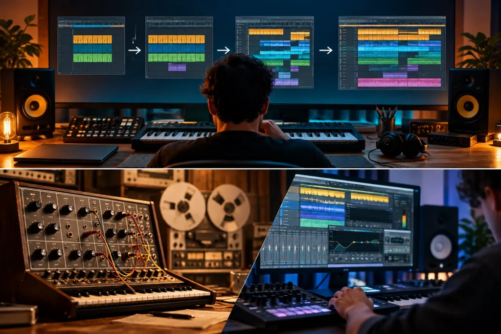 Music producer trasforma un loop in una traccia completa nella DAW